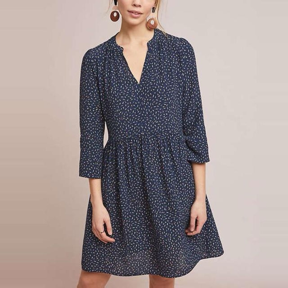 Anthropologie Maeve Navy Blue Dress